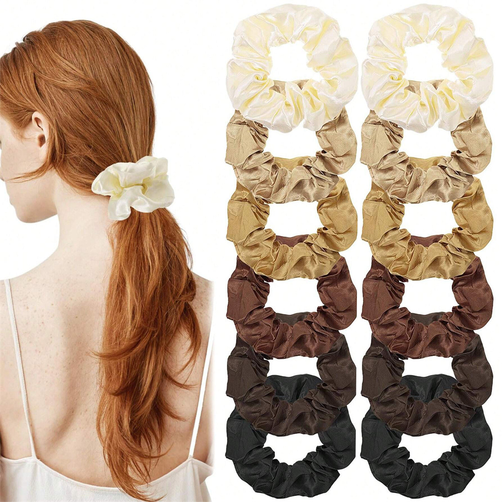 Scrunchie Satin Set - 12 шт./компл. атласные резинки для волос,