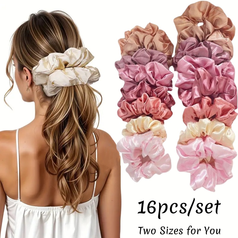 16 шт., мягкие атласные резинк – обзор и цена Scrunchie Satin Set